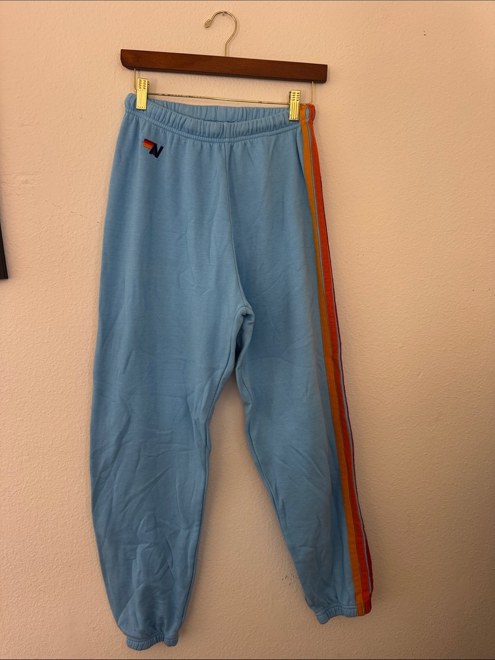 Aviator Nation Sky Blue Women’s Track Pants with Stripes